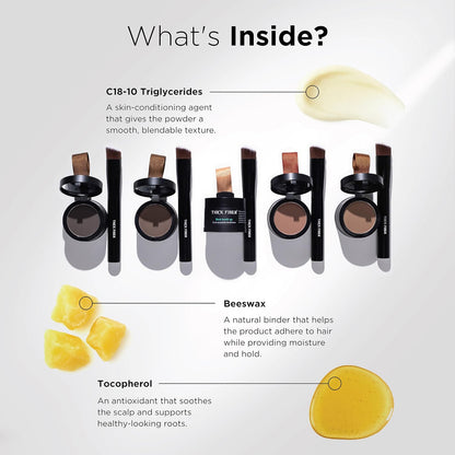 THICK FIBER Root Touch Up Powder, Cover Up Hairline for Thin- Water & Sweat Resistant Hair Loss Concealer Set with for Thinning Hair Women, Includes Brush (Grey)