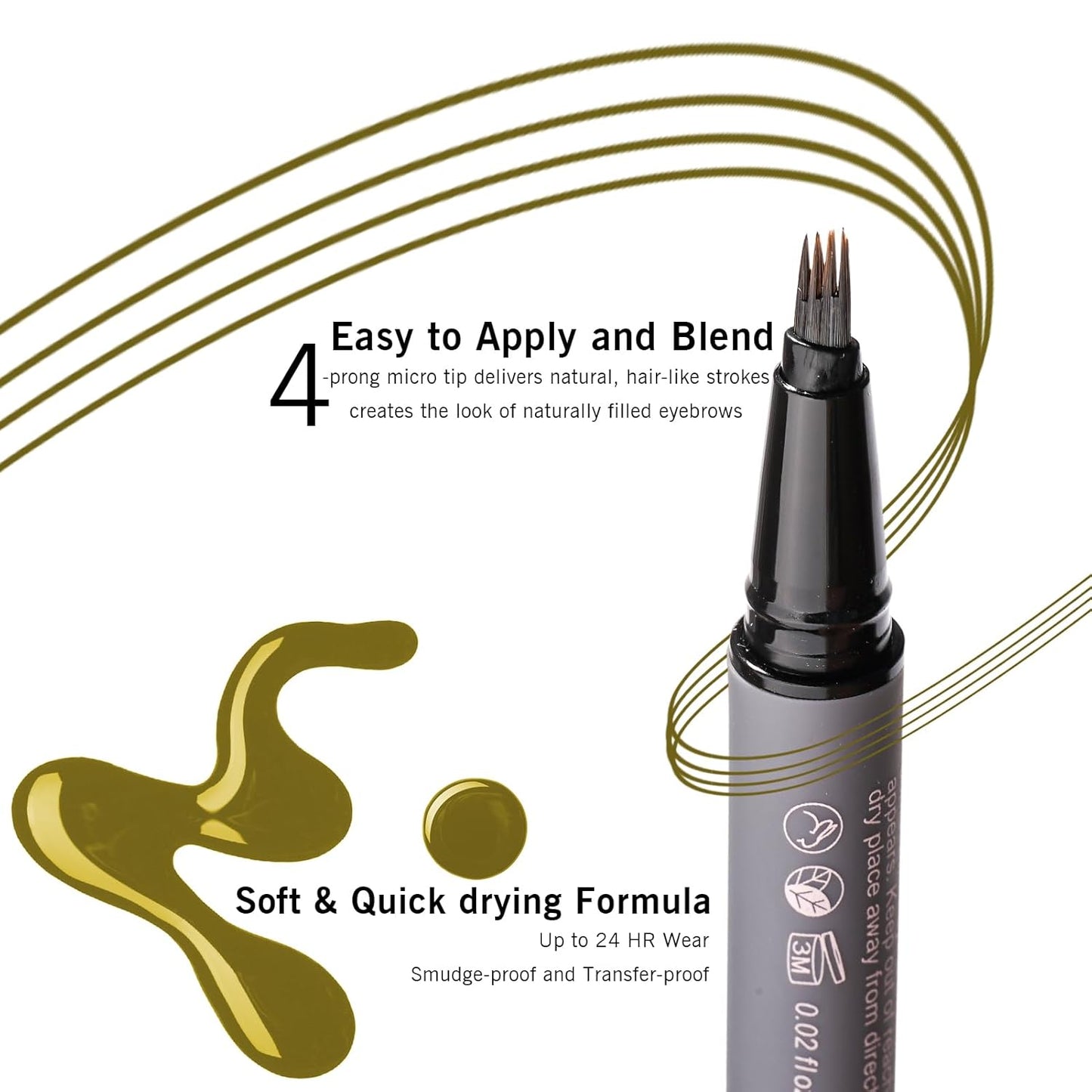 Taupe Eyebrow Pencil, 4-Prong Precision Brow Pen, Create Hair-like Stroke, Lift & Snatch Brow Shaping, Last for 24H YES.EYE DO (Cocoa Dust-Taupe)