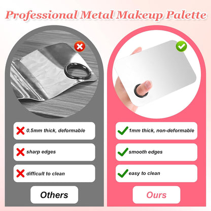 3Pcs Stainless Steel Cosmetic Makeup Palette Professional Cosmetic Mixing with Spatula Makeup Artist Tool Nail Art Palette for Mixing Foundation Eye Shadow Eyelash Nail Art Different sizes