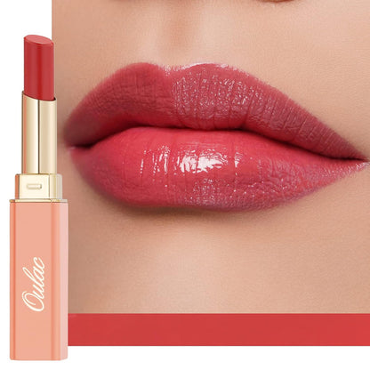 Oulac Apple Red Lipstick - Moisturizing Lip Stick Glossy Solid Shine Lip Gloss, Sheer Shine Juicy Finish, Lightweight and Hydrating Formula for Dry Lip Care, Vegan 2.2g/0.07oz (01)