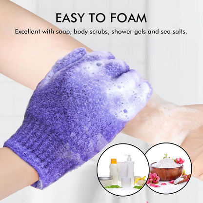 Evridwear Exfoliating Dual Texture Bath Gloves for Shower, Spa, Massage and Body Scrubs, Dead Skin Cell Remover, with Hanging Loop Heavy(5 Pairs Gift Set for Women)