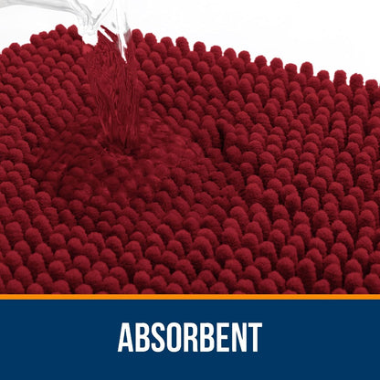 OLANLY Bathroom Rugs 44x24, Extra Soft Absorbent Chenille Bath Rugs, Rubber Backing Quick Dry, Machine Washable Bath Mats for Bathroom Floor, Tub and Shower, Home Decor Accessories, Red