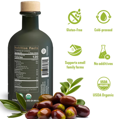 Dr. Cowan’s Garden 1000+ Polyphenol Greek Extra Virgin Olive Oil - Single Estate Extra Virgin Olive Oil with Highest Polyphenols Sourced from Koroneiki Trees, Phase 2 Organic, Cold-Pressed, 8.45 FL Oz