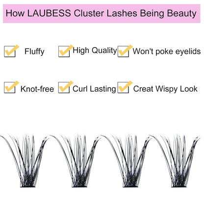 Cluster Lashes 240pcs 40D DIY Eyelash Extension D Curl Long Individual Lashes Mixed Tray Faux Mink Lash Clusters Extensions 0.07 0.10 Black (40D-0.07D-9-16mm)