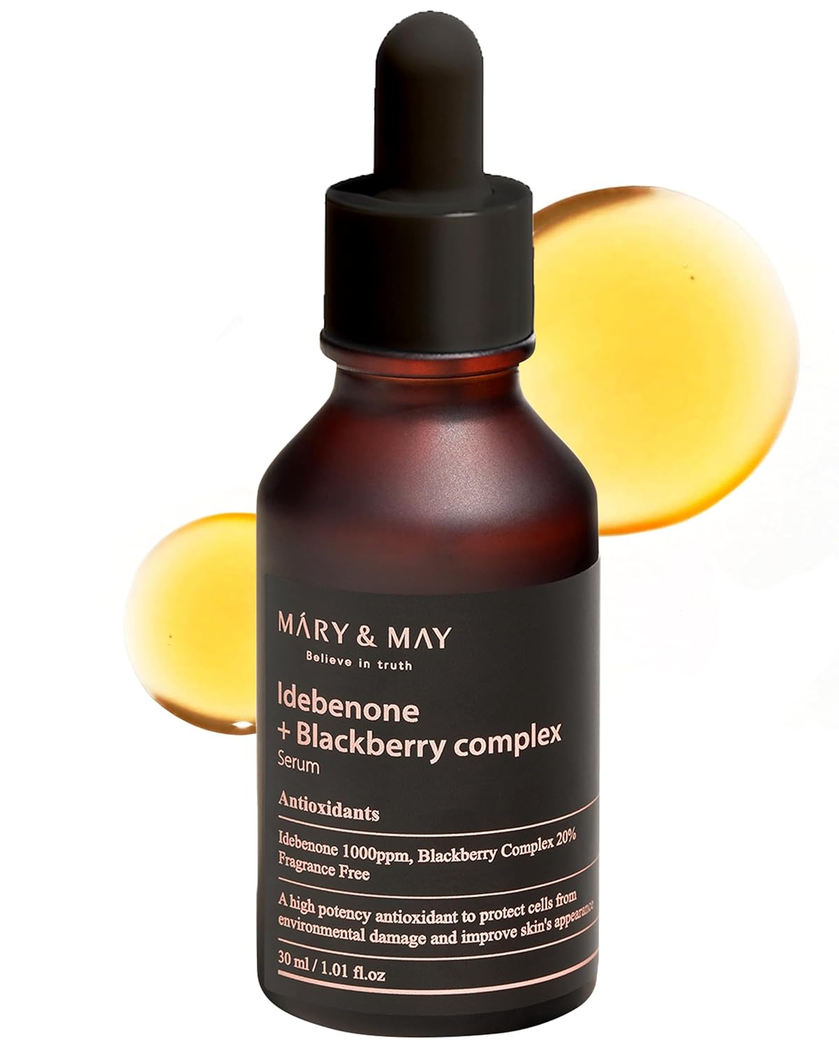 Mary&May Idebenone + Blackberry Complex Serum - Potent Anti Aging for Enhanced Antioxidant and Skin Nourishment - Korean Face Skincare, EWG Green Grade, Cruelty-Free, 1.01 fl.oz.