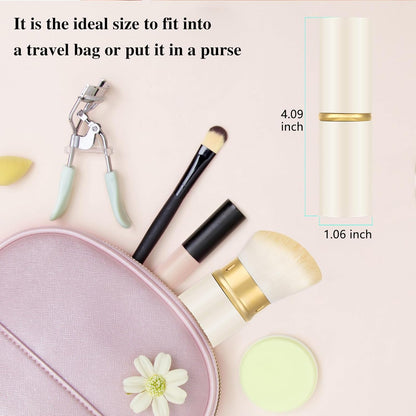 Falliny Retractable Kabuki Makeup Brush, Travel Powder Blush Brush Foundation Makeup Brush with Cover for Blush, Sunscreen,Bronzer, Buffing, Concealer,Highlighter, Powder Cosmetics