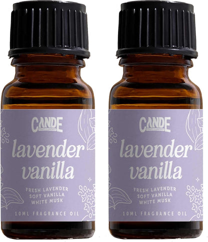 CANDECraftCo Premium Fragrance Oil – Diffuser Oils Fragrances Scented for Home, Candle Soap Making Supplies, Aromatherapy Blends for House (0.34 Fl Oz) (2-Pack, Lavender Vanilla)