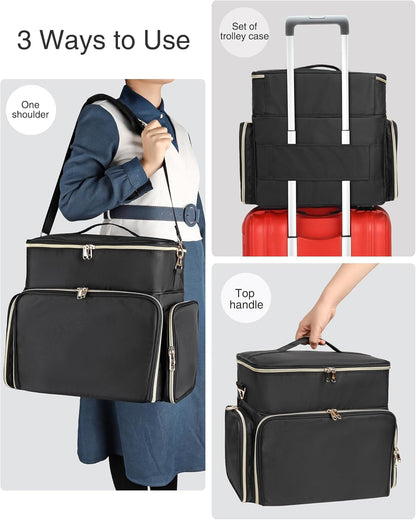 Nail Polish Organizer Case, Large Nail Polish Holder Hold 64 Bottles (15ml/0.5 fl.oz), Large Capacity for Nail Polish, Nail Lamp, Nail Art Accessories, 3 in 1 Storage Bags