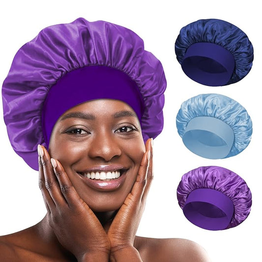 3pcs satin bonnet silky bonnet