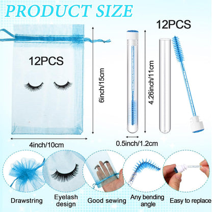 Zhehao 80 Pcs Lash Shampoo Bottle Brushes Kit 20 Foam Pump Dispensers 20 Lash Shampoo Brushes 20 Eyelash Aftercare Bag 20 Cleaning Pipes, Eyelash Extension Supplies(Blue)