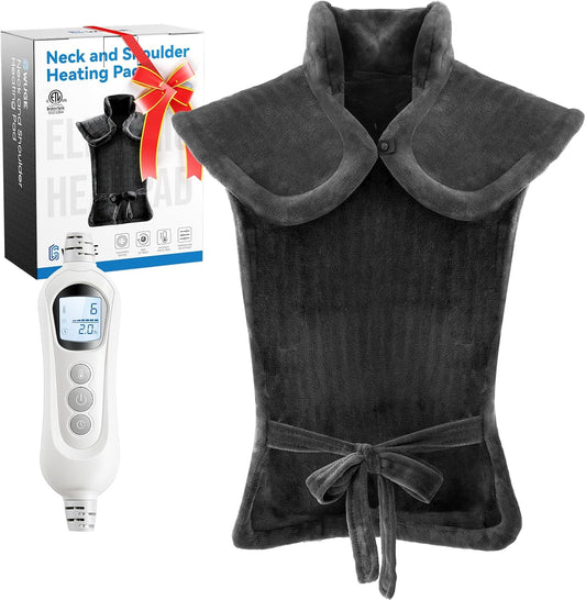 Heating Pad for Neck Shoulder and Back, Birthday Gifts for Women Mom Men Dad Elderly, Deeper Pain Relief and Fast Heating Large Weighted Heat Wrap, FSA Eligible Items Only List, ETL Certified, Gray