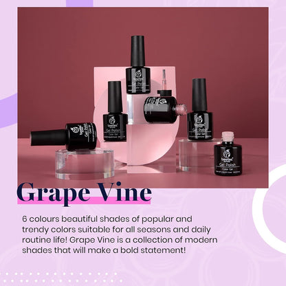 beetles Gel Polish Grape Vine Purple 6 Colors Purple Lavender Dark Lilac Glitter Pink Nail Polish Soak Off Uv LED Gel Nail Kit Salon Diy Nail Art Manicure Salon Home Gifts for Women