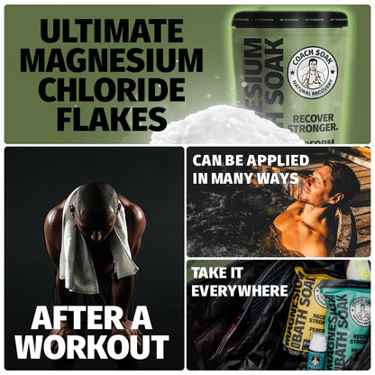 Coach Soak Epsom Salt Alternative Bath Soak & Cream with Magnesium Flakes - 1.61 lb (Pack of 2) - Cooling Peppermint - Foot Soak & Bath Salts for Relaxing Muscle Support & Skin Softening