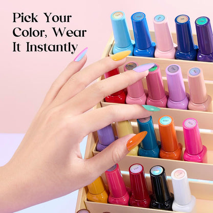 Beetles Gel Nail Polish Seasons Impressions Collection - 25 Colors Uv Gel Nail Kit Brown Burgundy Black White Red Pink Nude Green Purple Blue Glossy Matte Glitter Top Base Coat Gifts for Women