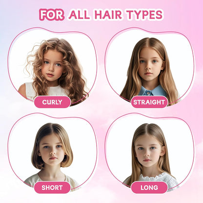 Girls Heatless Curls Overnight, Kids Unicorn Hair Rollers with Hair Clips, Hair Accessories for Little Girls & Teenage & Sister, Birthday Gifts Trendy Stuff - Pink