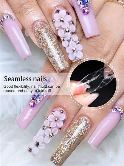 EBANKU 120Pcs Poly Extension Gel Dual Nail Forms Square Clear Nail Forms Full Cover Coffin Nail Molds 12 Sizes for Gel Manicure Nail Art Design Salon&DIY