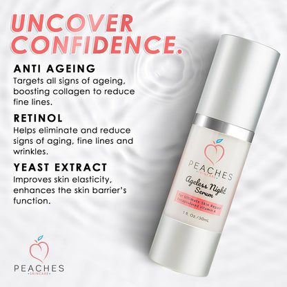 Retinol Serum for Face – Vitamin A Concentrate to Support Radiant, Even-Looking Skin – Plant-Based Facial Formula – Ageless Night Serum (1 oz)