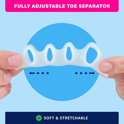 Adjustable Toe Separators-Patent Pending-Highly Effective Toe Straightener for Bunions, Overlapping Toes, Hammertoes, Crooked Toes.