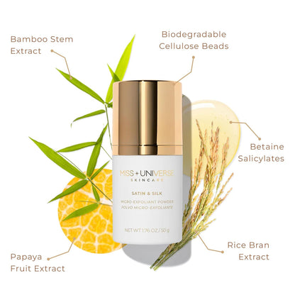 Satin and Silk Exfoliating Cleanser 1.76 oz, Hydrating Facial Cleanser for Women and MenFacial Skin Care Product with Bamboo Beads, Exfoliating Face Wash for Women and Men