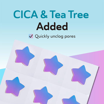 Star Pimple Patches for Face, Cute Acne Patches with Salicylic Acid, CICA & Tea Tree Oil, 144 Holographic Star Moon Heart Butterfly Patches, 7X Absorbency Pimple Patches for Teens (4 Designs, 36 Each)