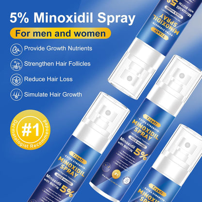 5% Minoxidil for Men & Women - Hair Growth Serum & Hair Regrowth Treatment | Extra Strength with Biotin | 6-Month Supply 4-Pack (14 fl oz) | Clinically Proven for Hair Loss & beard growth