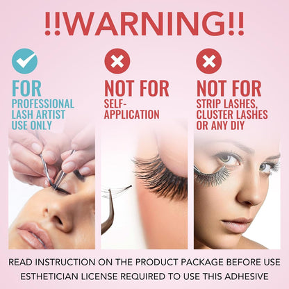 Transparent Lash Glue for Eyelash Extensions - 1-2 Sec Fast Drying/Retention 7 Weeks / (0.17fl.oz / 5ml) Maximum Bonding Clear Pink Eyelash Glue - Professional USE ONLY