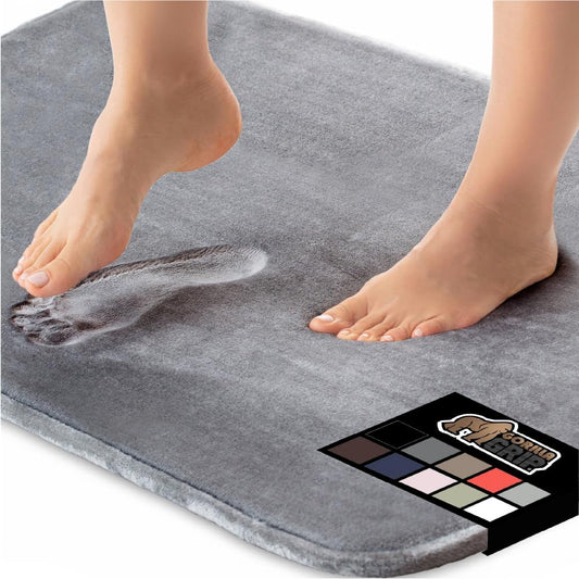GORILLA GRIP Memory Foam Bath Rugs, Soft Absorbent Velvet Bathroom Mats, Durable Dots on Underside, Machine Washable Bathmat, Carpet Rug Room Decor for Shower Floor, 36x24 Mat, Graphite Gray