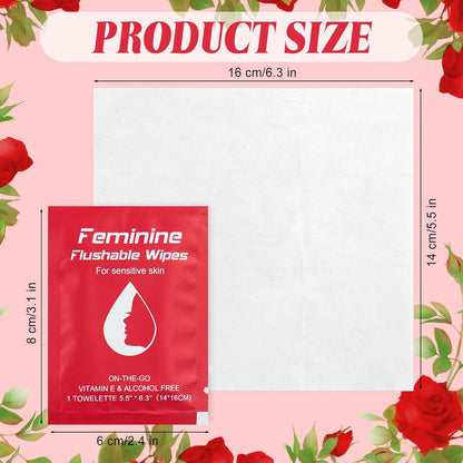 Feminine Wipes Individually Wrapped, Flushable Wipes Travel,Travel Wipes for Women,Feminine Care Wet Wipes Travel Size Vaginal Wipes for Adult, Girl and Homeless 50