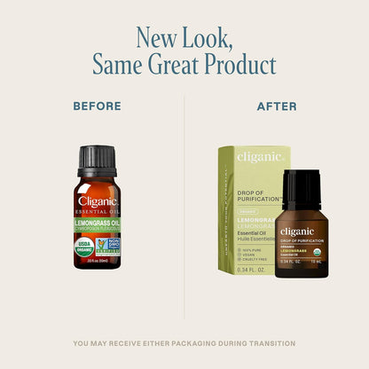 Cliganic USDA Organic Lemongrass Essential Oil - 100% Pure Natural Undiluted, for Aromatherapy Diffuser | Non-GMO Verified (Packaging May Vary)