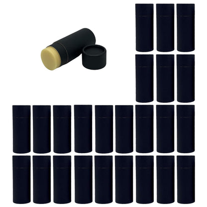 GreenWay 2.5oz / 70g Kraft Paperboard Deodorant Tubes with Lids - 25 Pack Solid Perfume Refillable DIY Cosmetic Containers - Deodorant Containers Lotion Tubes Empty Holder Kraft - Black