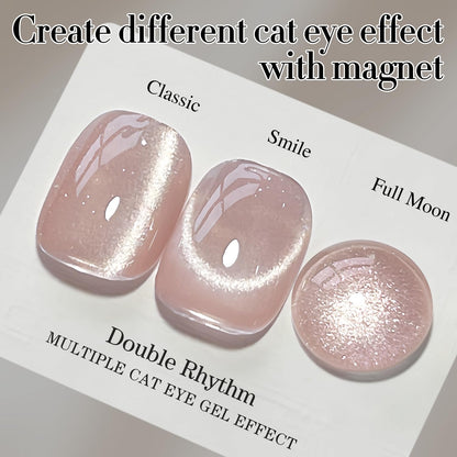 Double Rhythm Cat Eye Gel Polish with Magnet 15ML Holographic Glitter Shimmer Translucent Jelly Color 0.5 OZ Magnetic Gel Polish Salon DIY at Home (Nude-MC1057)