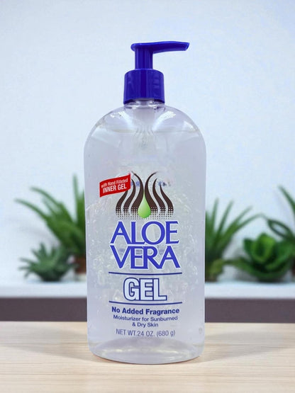 Aloe Vera Gel (24 oz) pack 2 – Pure, Stabilized Aloe Vera Gel for Face, Hair & Body – Soothing Sunburn Relief, Hydration & Skin Repair – No Added Colors or Fragrances.
