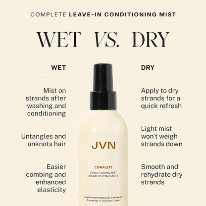 JVN Complete Leave-In Conditioning Mist, Frizz-Free Hydration Spray, UV Protection, Vegan Formula, Sulfate-Free, 5 Fluid Ounces