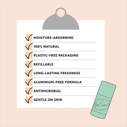 UpCircle Refillable Deodorant with Macadamia + Bergamot - 1 case + 1 refill - Suitable for Sensitive Skin - Natural - Hydrating - Up To 24 Hours of Lasting Protection
