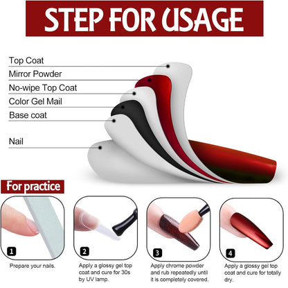 Artdone 16Jars Chrome Nail Powder Magic White Pearl Kit Mirror Effect Silver Metallic Holographic Dip Nail Powder for Resin Craft & Nail Art Fimo, Decoration Iridescent Aurora Mermaid Pigment