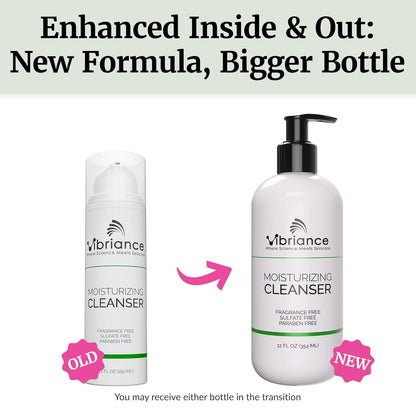 Vibriance Moisturizing Cleanser, Oil-to-Foam Face Wash with Niacinamide, Shea Butter for Mature Skin - Hydrating Gentle Facial Cleanser, Sensitive Face Wash, Sulfate-Free, 12 fl oz