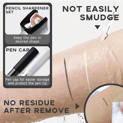 Barber Pencil for Lineup Magic Hairline Enhancement Beard Guide Shaping Pencils for Design Razor Trace Black White Barber Chalk Pencils Set with Sharpener Ruler Brush for Men