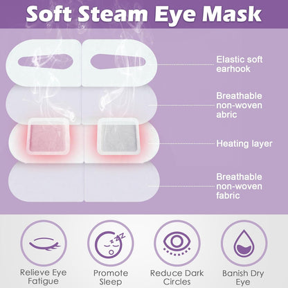 48 Packs Steam Eye Mask Disposable Self Heating Eye Mask for Dry Eyes Spa Warm Sleep Eye Mask for Home Office Travel Eyestrain Relieve (Lavender)