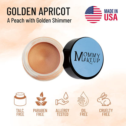 Mommy Makeup Any Wear Creme Eyeshadow - Waterproof, Crease-Proof, Long Lasting, High Pigment, Oil-free - Cream to Powder for Eyes, Cheeks & Lips (Golden Apricot)