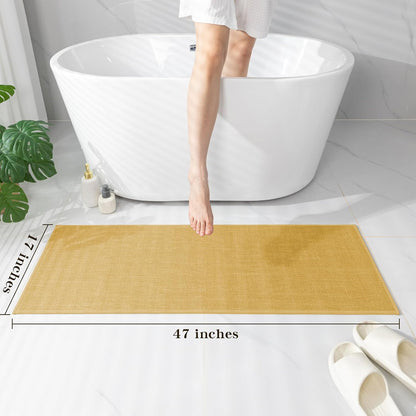 chakme Bathroom Rugs Mat 47x17, Ultra Thin Non Slip Bath Mat Runner Quick Dry Absorbent Bath Mat for Bathroom Floor, (Yellow, 47"x17")