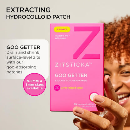 ZitSticka Pimple Patches for Face and Body, Hydrocolloid Patches to Cover Zits, Acne Patches or Zit Spot Stickers, Body Patch (GOO GETTER 36 Pack)