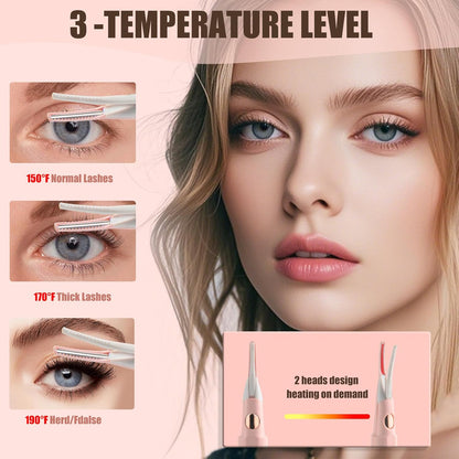 Heated Eyelash Curlers - 2 in 1 Clip- Type Heated lash Curler Best Seller Electric Eyelash Curler LED Display 3 Temp Settings for Makeup Tools USB Rechargeable Natural Curling 24H Long Lasting-Pk C1A