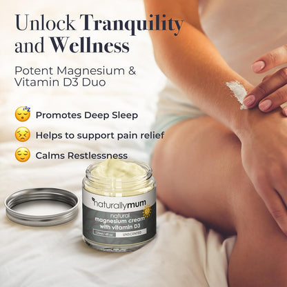 Magnesium Cream with Vitamin D3 [4 Fl Oz] - Magnesium Calm Cream and Vitamin D Lotion - Magnesium D3 Cream - Calming Cream Magnesium and Vitamin D - Turmeric & Arnica Cream - Unscented