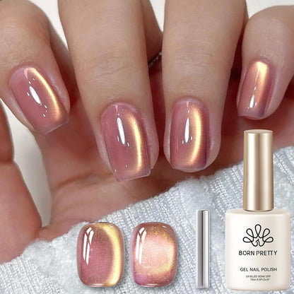 BORN PRETTY Cat Magnetic Eye Gel Nail Polish,Violet haze Jelly Glass Magnetic Gel Polish,Glitter Soak Off Nail Art Salon Manicure Home Gift 15ml