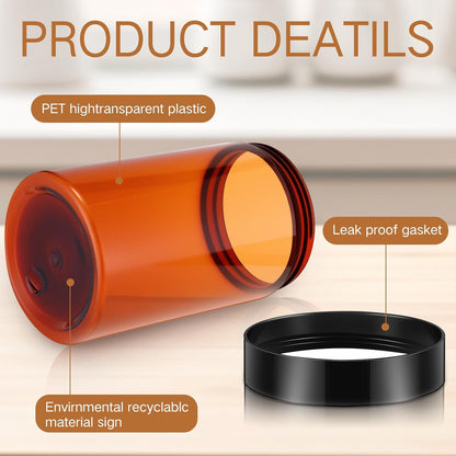 Patelai 4 Pieces Round Wide-mouth Leak Proof Plastic Container Jars with Lids for Travel Storage Makeup Beauty Products Face Creams Oils Salves Ointments DIY Making(12 Ounce,Amber)