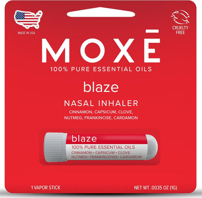 MOXE Blaze Nasal Stick | Calming Comfort + Mental Balance | Thieves Oil Inhaler Provides Soothing Spicy Sensation | Aromatherapy Inhaler with 100% Pure Essential Oils, Frankincense (1 Pack)