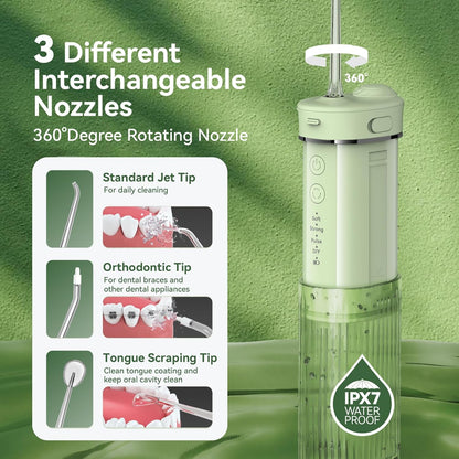 Portable Mini Water Dental Flosser for Teeth Cleaning Pick,Travel Oral Irrigator with Telescopic Water Tank,4 Modes and Waterproof Design-Perfect for Braces,Bridges,Home&Travel Dental Care