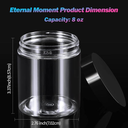 36 Pack 8 OZ(240ML) Plastic Jars Round Clear Cosmetic Container Jars with Lids, Eternal Moment Plastic Slime Jars for Lotion, Cream, Ointments, Makeup, Eye shadow, Samples, Pot, Travel Storage