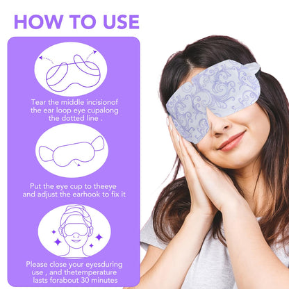XPCARE 48 Pack Steam Eye Masks for Dry Eyes, Self Heated Steam Warm Eye Mask, Disposable Heated Eye Mask for Dark Circles, Puffy Eyes, Relief Stress Eye Fatigue（Lavender）