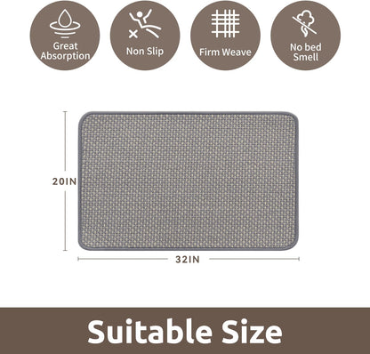 AMOAMI Chenille Bath Mat Super Absorbent Bathroom Mat Quick Dry Bath Mats for Bathroom Rubber Backed Bathroom Rugs Non Slip Washable Fit Under Door, Front of Bathtub, Sink, LIGHTGREY&Beige 20"x32"